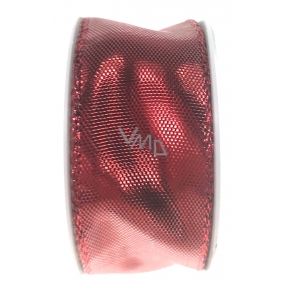 Ditipo Fabric ribbon with wire red glossy 3 mx 25 mm