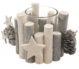 Candlestick made of twigs with a glass cup 8 cm