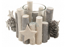 Candlestick made of twigs with a glass cup 8 cm