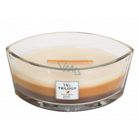 WoodWick Trilogy Cafe Sweets - Coffee sweets scented candle with wooden wide wick and boat lid 453 g