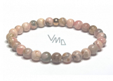 Rhodochrosite bracelet elastic natural stone, ball 6 mm / 16 - 17 cm, large heart healer