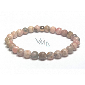 Rhodochrosite bracelet elastic natural stone, ball 6 mm / 16 - 17 cm, large heart healer