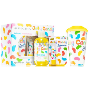 Regina Jelly Candy shower gel 250 ml + deer tallow with candy scent 4,5 g + cup with lid 400 ml, cosmetic set for children
