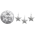 Silver printed metal stars for hanging 4,5 cm 12 pieces