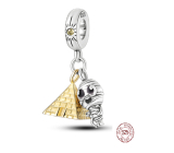 Sterling silver 925 Egypt Pyramid + Mummy, 2in1 travel bracelet pendant