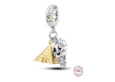 Sterling silver 925 Egypt Pyramid + Mummy, 2in1 travel bracelet pendant