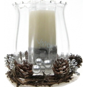 Admit Glass lamp White candle with wreath 11.5 cm