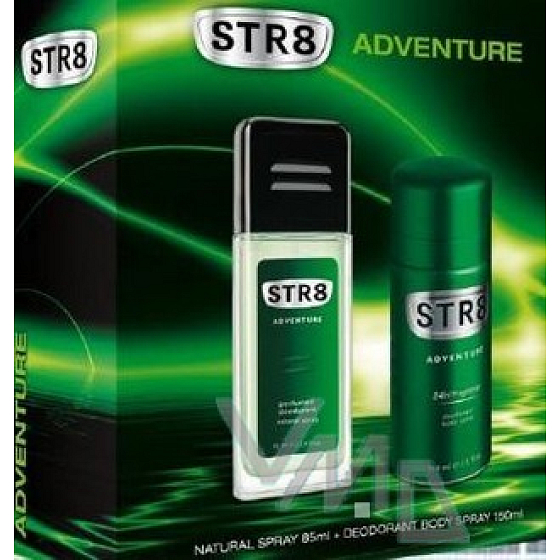 Str8 Adventure perfumed deodorant glass for men 85 ml + deodorant spray 150 ml, cosmetic set