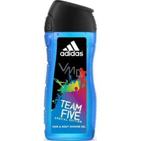 Adidas Team Five 2 in 1 shower gel for body and hair for men 400 ml