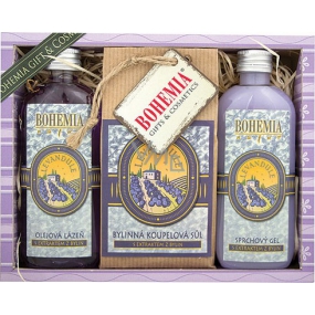 Bohemia Gifts Lavender shower gel 100 ml + bath salt 150 g + Oil bath 100 ml, cosmetic set