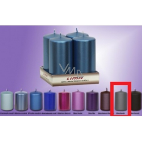 Lima Candle smooth metal gray cylinder 50 x 100 mm 4 pieces