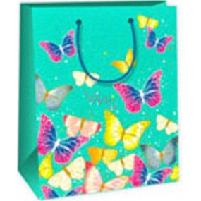 Ditipo Gift paper bag 18 x 10 x 22.7 cm light green butterflies