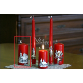 Lima Relief winter church candle red cylinder 50 x 100 mm 1 piece