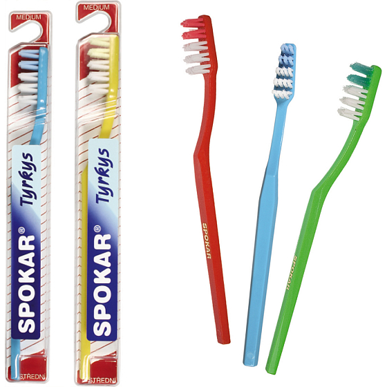 Spokar 3411 Turquoise Medium Toothbrush Slant position of fiber bundles, V trim