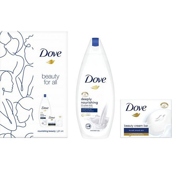 Dove Beauty For All Deeply Nourishing shower gel 250 ml + Original toilet soap 100 g, cosmetic set