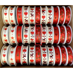 Ditipo Satin Ribbon Villach Red with Branches 3 m x 15 mm