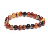 Agate yellow fire bracelet elastic natural stone, ball 8 mm / 16 - 17 cm