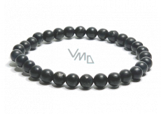 Shungite bracelet elastic natural stone, ball 6 mm / 16 - 17 cm, stone of life