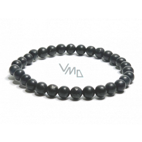 Shungite bracelet elastic natural stone, ball 6 mm / 16 - 17 cm, stone of life