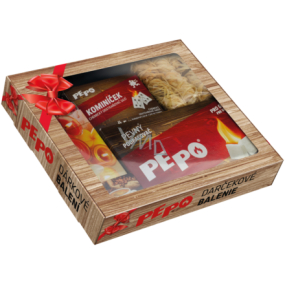 Pe-Po Gift pack 2022 solid firelighter 40 pieces + wooden firelighter 32 pieces + wood wool firelighter 12 pieces + chimney poker 5 pieces + 55 mm matches 100 pieces + maxi fireplace matches 20 cm 45 pieces + matches long 10 cm 50 pieces, gift set