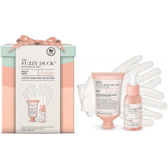 Baylis & Harding Cotswold Spa Peach and Rose hand cream 50 ml + cuticle oil 30 ml + gloves 1 pair, cosmetic set for women