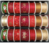 Nekupto Fabric Christmas ribbon Golden ornaments 25 mm x 2,5 m