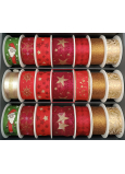 Nekupto Fabric Christmas ribbon Dark red gold stars 40 mm x 2 m