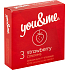 You & Me Strawberry transparent lubricated condom with strawberry scent, 3 pcs