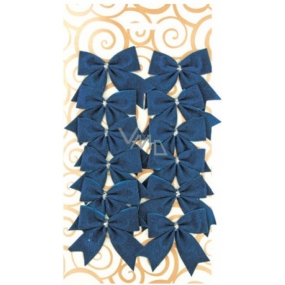 Bows textile blue decoration 5.5 cm 12 pieces
