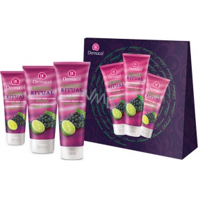 Dermacol Aroma Ritual Grapes with lime Anti-stress hand cream 100 ml + shower gel 250 ml + body lotion 200 ml, cosmetic set