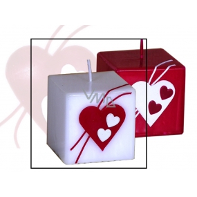 Lima Valentine's candle white heart cube 65 x 65 mm 1 piece
