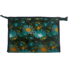 Etue Turquoise flowers black background 27 x 18 x 7 cm 70270