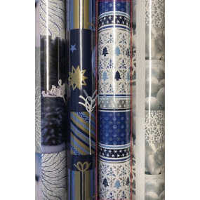 Zöllner Gift wrapping paper 70 x 150 cm Christmas Stripes white, blue with trees