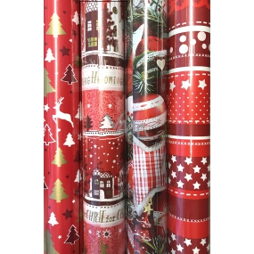 Zöwie Gift wrapping paper 70 x 500 cm Christmas red houses, trees, church