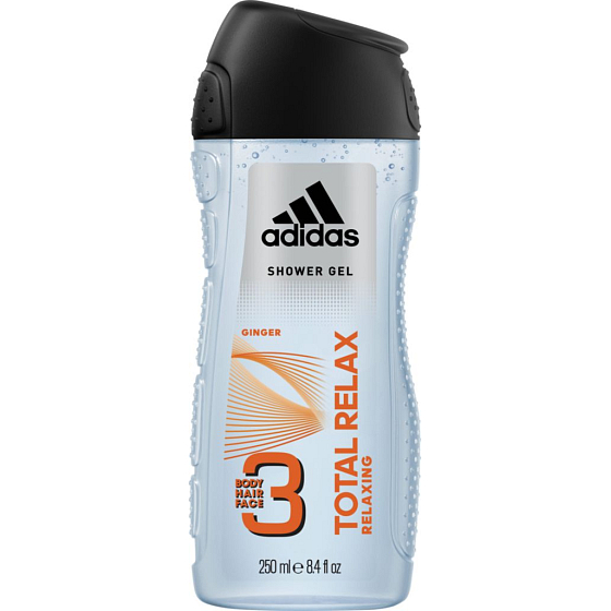 Adidas Total Relax 3 in 1 shower gel for body, face and hair for men 250 ml