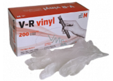 V-R Gloves Vinyl Disposable Powder-Free Ambidextrous Size M Box of 200 Pieces