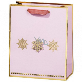 BSB Luxury gift paper bag 23 x 19 x 9 cm Christmas pink with gold flakes VDT 447 A5