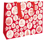 Nekupto Gift paper bag with embossing 30 x 23 x 12 cm Christmas red with white circles