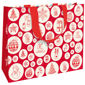 Nekupto Gift paper bag with embossing 30 x 23 x 12 cm Christmas red with white circles