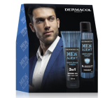 Dermacol Men Agent Gentleman Touch 3v1 sprchový gel na tělo, obličej a vlasy 250 ml + deodorant sprej pro muže 150 ml, kosmetická sada pro muže