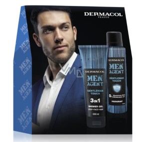 Dermacol Men Agent Gentleman Touch 3in1 shower gel for body, face and hair 250 ml + deodorant spray for men 150 ml, cosmetic set for men