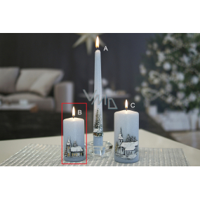 Lima Relief Metal candle frost effect light blue cylinder 50 x 100 mm