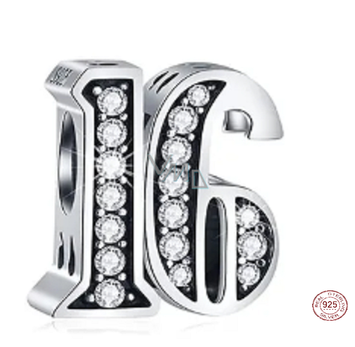 Charm Sterling silver 925 16 anniversary, bead on bracelet VMD