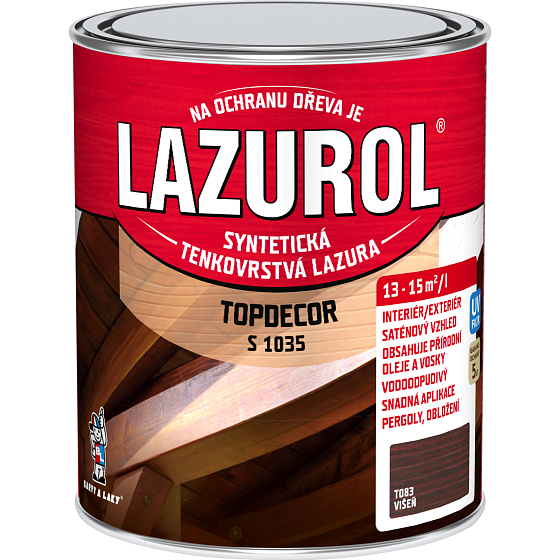 Lazurol Topdecor S1035 thin-film wood stain T083 cherry, 750 ml