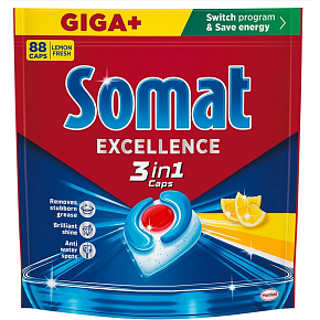 Somat Excellence 3in1 Lemon dishwasher tablets 88 pcs