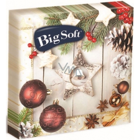 Big Soft Paper napkins 2 ply 33 x 33 cm 20 pieces Christmas Brown decorations + white star
