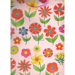 Nekupto Gift paper bag 32.5 x 26 x 13 cm Pink colored flowers