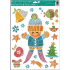 Window film without adhesive funny patterns from lines boy skiing 42 x 30 cm