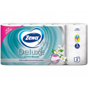 Zewa Deluxe Aqua Tube Jasmine Blossom Perfumed Toilet Paper 150 shreds 3 ply 8 pieces, flushable roll