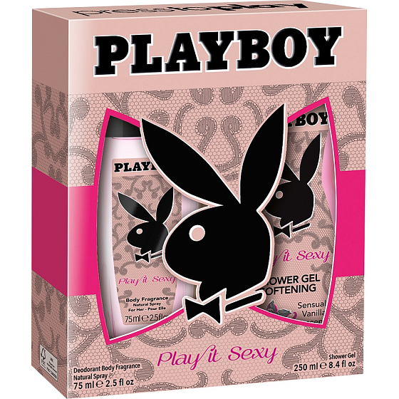 Playboy Play It Sexy perfumed deodorant glass for women 75 ml + shower gel 250 ml, cosmetic set